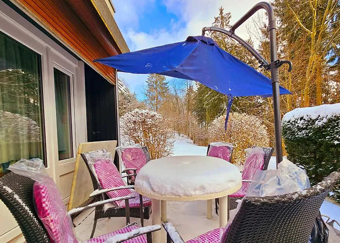 Winterberg Appartement 6 Pers am Skilift größten Skigebiets, ruhige Garten im Wald, gemütlichen Après-Ski-Cafés Restaurants zu Fuß erreichbar, Parkplatz, Schwimmbad, Sauna, Relaxraum, Buchbaren Massages Wellness Der Brabander, Darts Tischtennis-Fußba